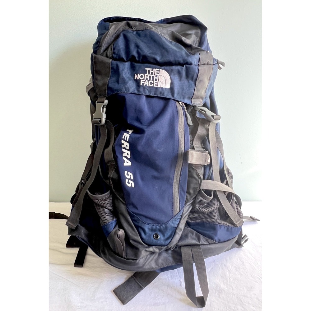 The North Face Terra 55 Hiking Backpack Dark Blue Gray OptiFit Women's Size M/L
